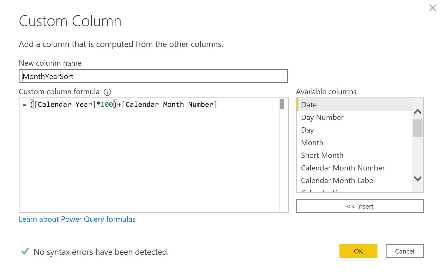 Calendar Month Sort Field